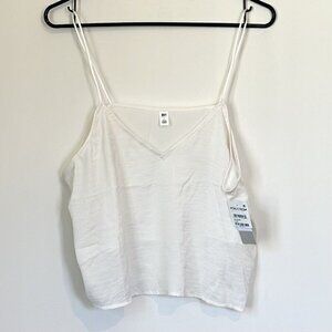 NWT BP Crop White Satin V-Neck Spaghetti Strap Camisole Tank Top - Large
